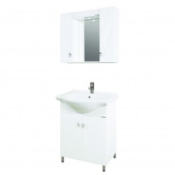 Долен шкаф с порцеланова мивка + Горен шкаф с огледало от PVC Monacco-М